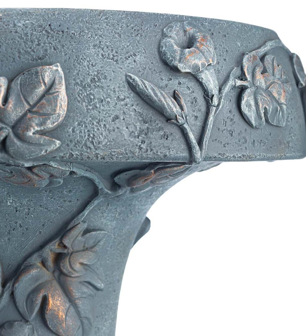 Plow & Hearth Birdbaths Yard & Garden Hummingbird And Flower Stone-Look Birdbath