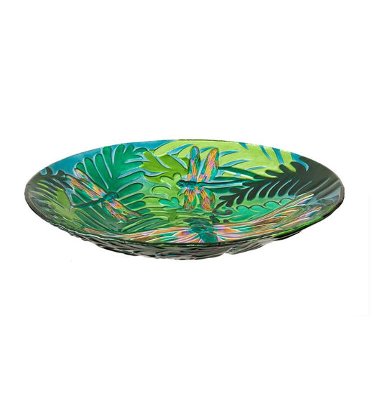 Plow & Hearth Birdbaths Yard & Garden Iridescent Dragonfly Glass Bird Bath Basin
