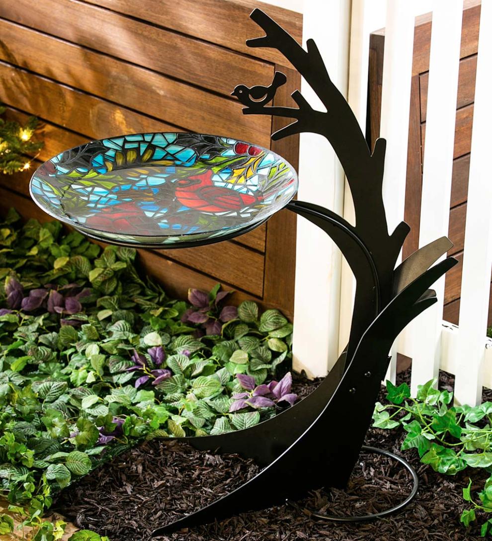 Plow & Hearth Birdbaths Yard & Garden Nature-Inspired Tree Bird Bath Stand