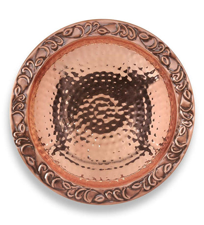 Plow & Hearth Birdbaths Yard & Garden Pure Copper Birdbath On Powder-Coated Steel Pole With Sturdy Three-Prong Stake