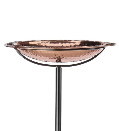 Plow & Hearth Birdbaths Yard & Garden Pure Copper Birdbath On Powder-Coated Steel Pole With Sturdy Three-Prong Stake