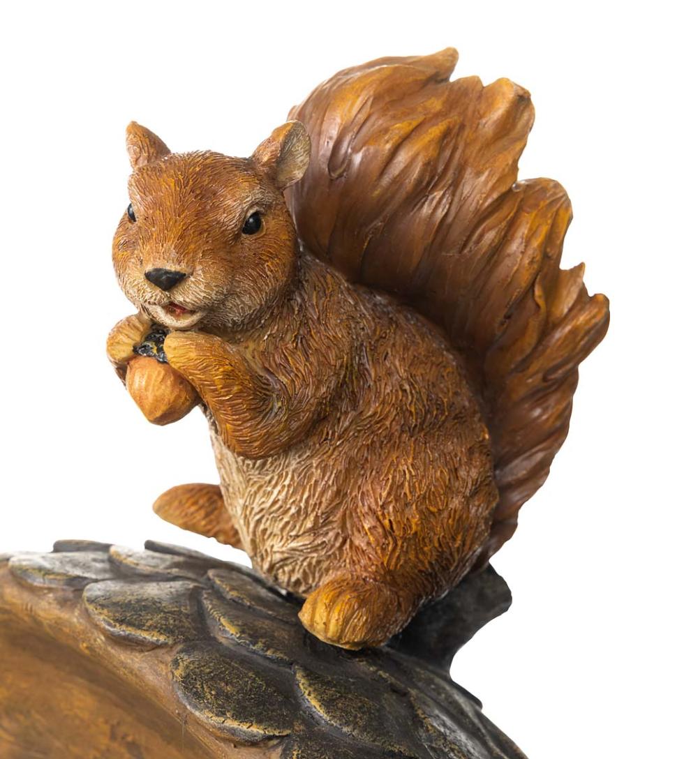Plow & Hearth Birdbaths Yard & Garden Squirrel Birdbath With Tree Trunk Base And Acorn Basin