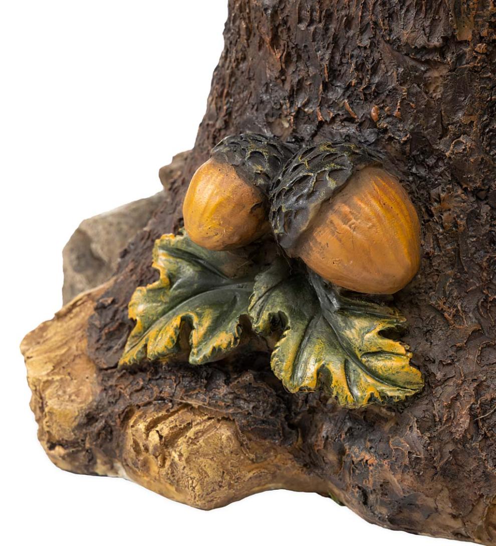 Plow & Hearth Birdbaths Yard & Garden Squirrel Birdbath With Tree Trunk Base And Acorn Basin