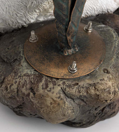 Plow & Hearth Birdbaths Yard & Garden Stone-Look Bunny Birdbath With Metal Leaf Basin