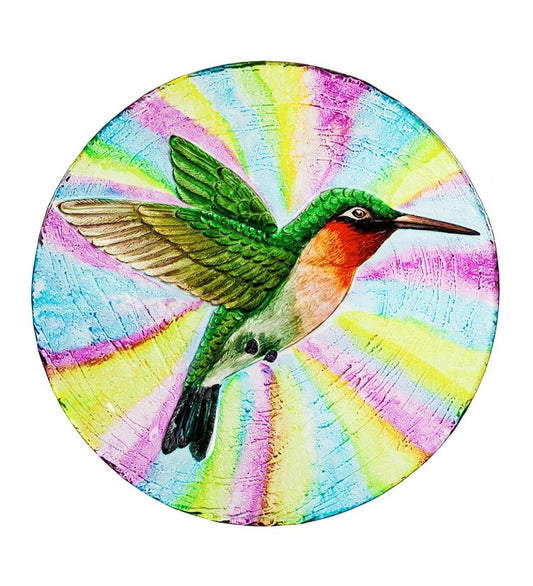 Plow & Hearth Birdbaths Yard & Garden Textured Glass Ruby Throated Hummingbird Birdbath Basin