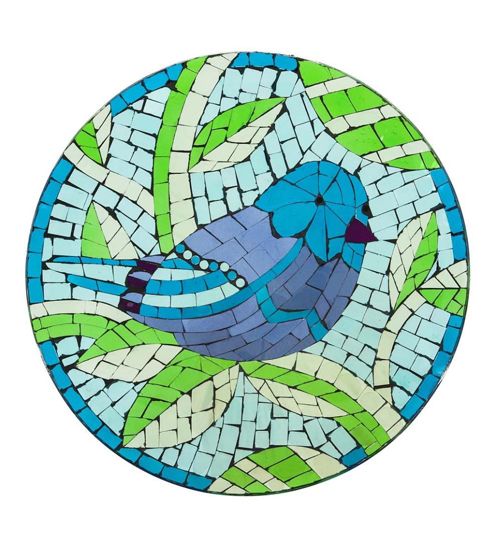 Plow & Hearth Birdbaths Yard & Garden Translucent Mosaic Blue Bird Bird Bath