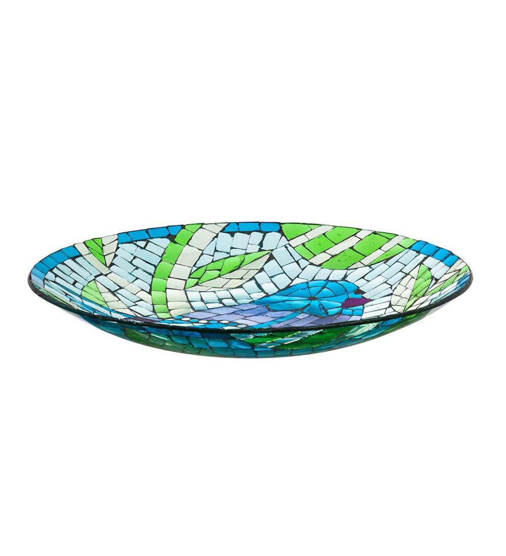 Plow & Hearth Birdbaths Yard & Garden Translucent Mosaic Blue Bird Bird Bath