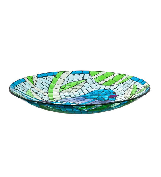Plow & Hearth Birdbaths Yard & Garden Translucent Mosaic Blue Bird Bird Bath