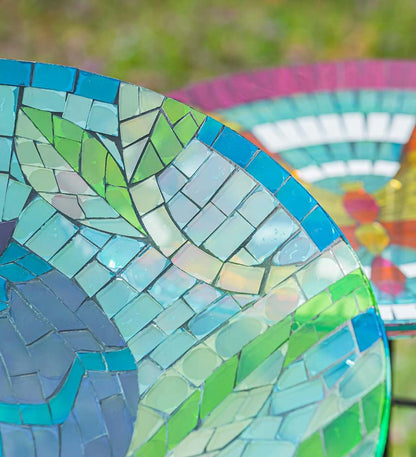 Plow & Hearth Birdbaths Yard & Garden Translucent Mosaic Blue Bird Bird Bath