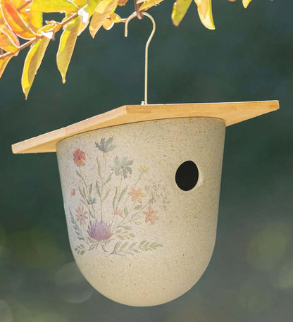 Plow & Hearth Birdhouses Yard & Garden Full Circle Eco Conscious Hanging Bird House With Wildflower Decal