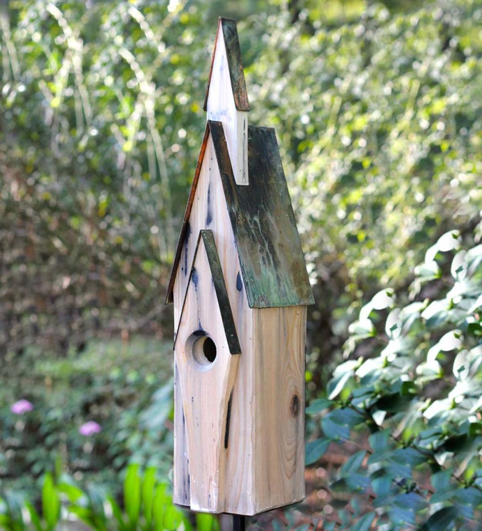 Plow & Hearth Birdhouses Yard & Garden Graceland Cypress And Copper Birdhouse - White