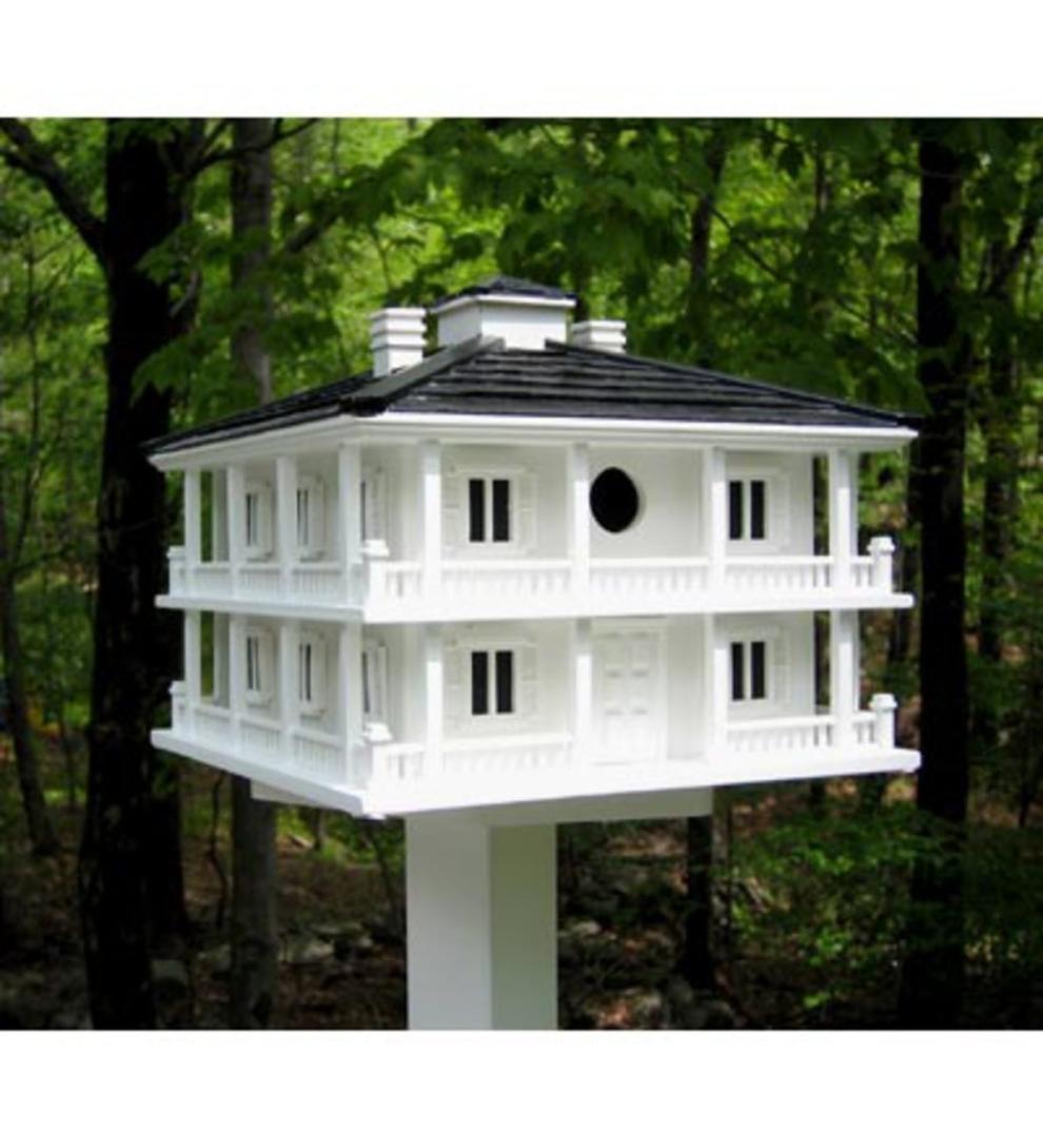 Plow & Hearth Birdhouses Yard & Garden Grand Clubhouse Birdhouse With Two Nesting Boxes - White