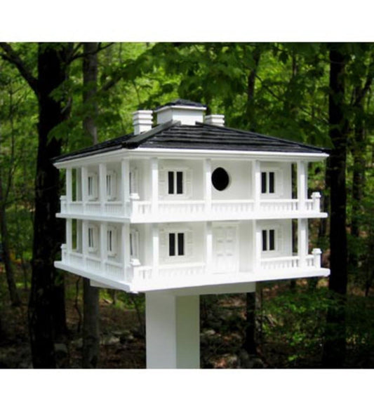 Plow & Hearth Birdhouses Yard & Garden Grand Clubhouse Birdhouse With Two Nesting Boxes - White