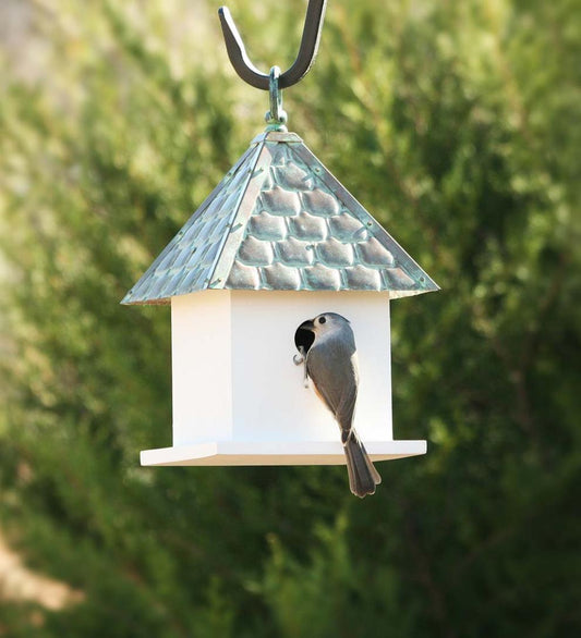 Plow & Hearth Birdhouses Yard & Garden Hardwood Bungalow Birdhouse With Verdigris Copper Roof