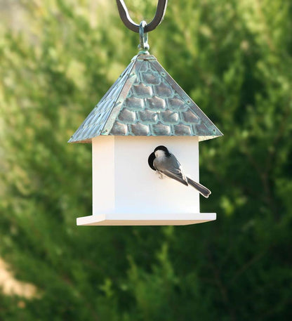 Plow & Hearth Birdhouses Yard & Garden Hardwood Bungalow Birdhouse With Verdigris Copper Roof