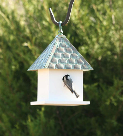 Plow & Hearth Birdhouses Yard & Garden Hardwood Bungalow Birdhouse With Verdigris Copper Roof