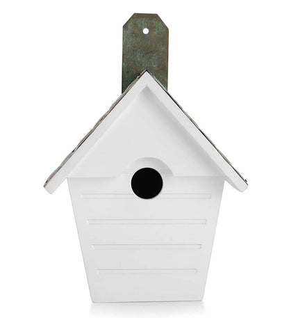 Plow & Hearth Birdhouses Yard & Garden Hardwood Hanging Cottage-Style Birdhouse With Verdigris Copper Roof
