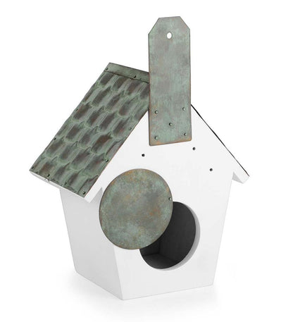 Plow & Hearth Birdhouses Yard & Garden Hardwood Hanging Cottage-Style Birdhouse With Verdigris Copper Roof