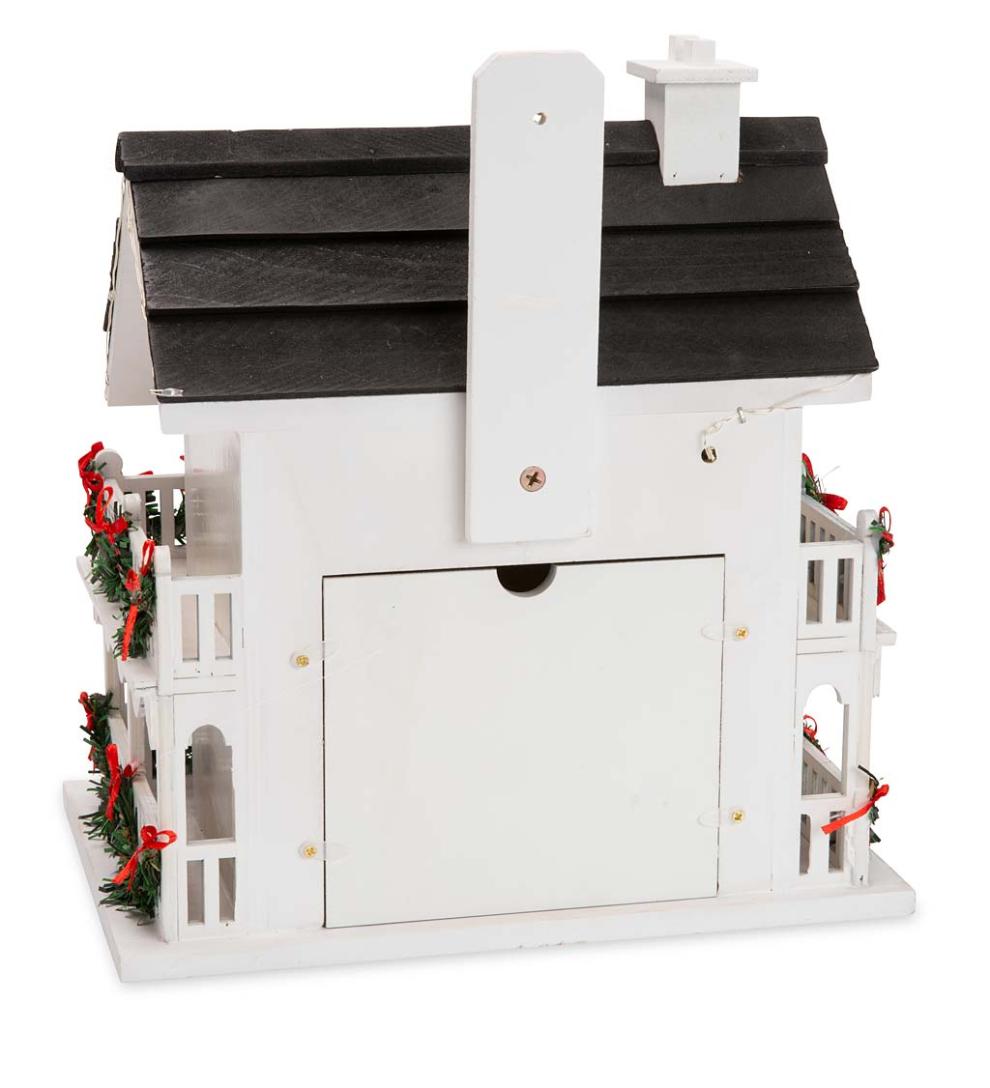 Plow & Hearth Birdhouses Yard & Garden Lighted Holiday Colonial Cottage Birdhouse And Pedestal Pole Set
