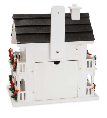 Plow & Hearth Birdhouses Yard & Garden Lighted Holiday Colonial Cottage Birdhouse And Pedestal Pole Set