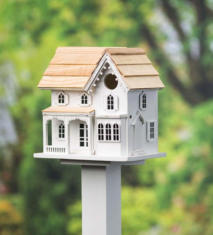 Plow & Hearth Birdhouses Yard & Garden Madison Farmhouse Lighted Birdhouse And Pedestal Pole Set