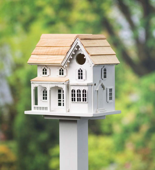 Plow & Hearth Birdhouses Yard & Garden Madison Farmhouse Lighted Birdhouse And Pedestal Pole Set
