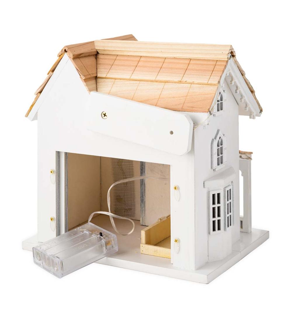 Plow & Hearth Birdhouses Yard & Garden Madison Farmhouse Lighted Birdhouse And Pedestal Pole Set