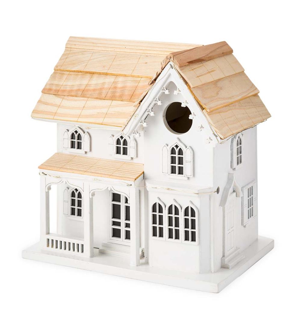 Plow & Hearth Birdhouses Yard & Garden Madison Farmhouse Lighted Birdhouse And Pedestal Pole Set