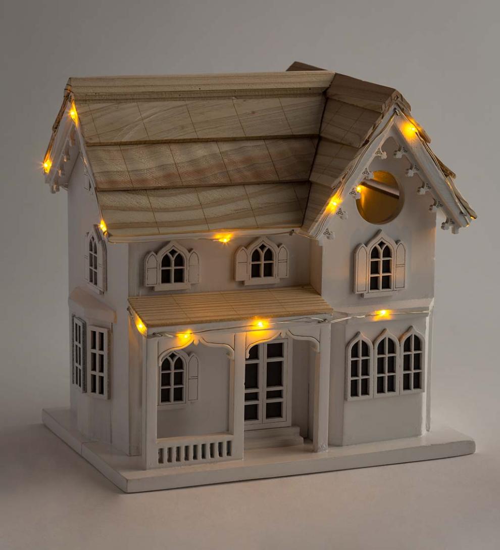 Plow & Hearth Birdhouses Yard & Garden Madison Farmhouse Lighted Birdhouse And Pedestal Pole Set