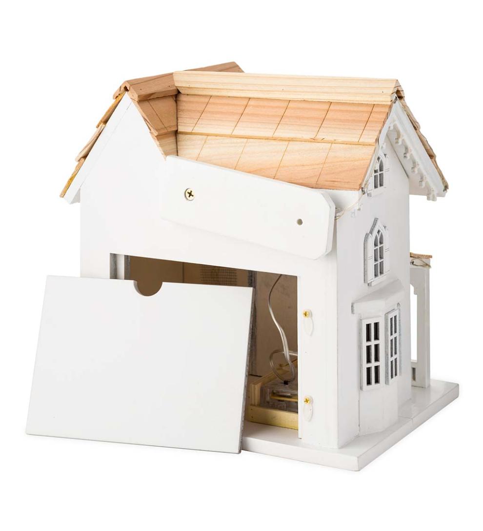 Plow & Hearth Birdhouses Yard & Garden Madison Farmhouse Lighted Birdhouse And Pedestal Pole Set