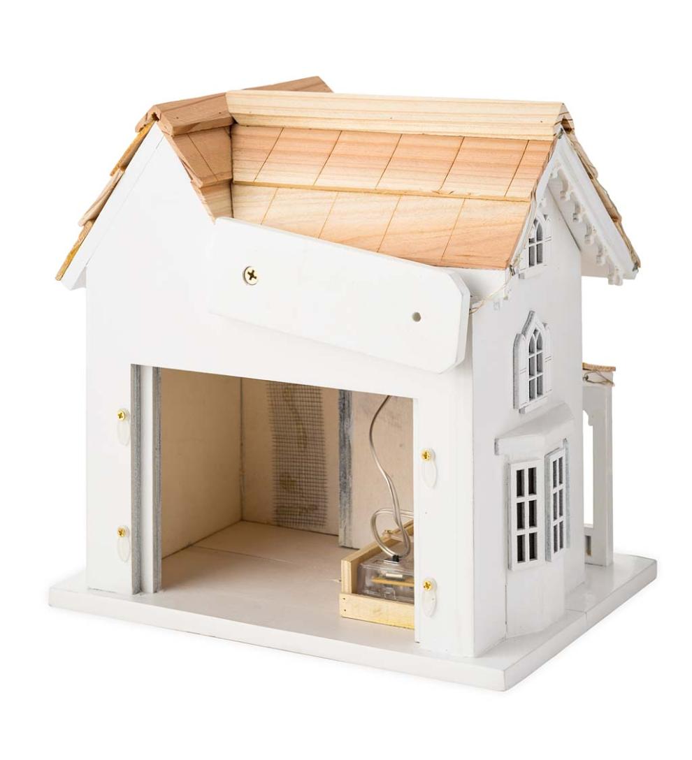 Plow & Hearth Birdhouses Yard & Garden Madison Farmhouse Lighted Birdhouse And Pedestal Pole Set