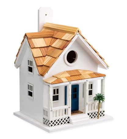 Plow & Hearth Birdhouses Yard & Garden Paradise Palms Lighted Beach Cottage Birdhouse - White