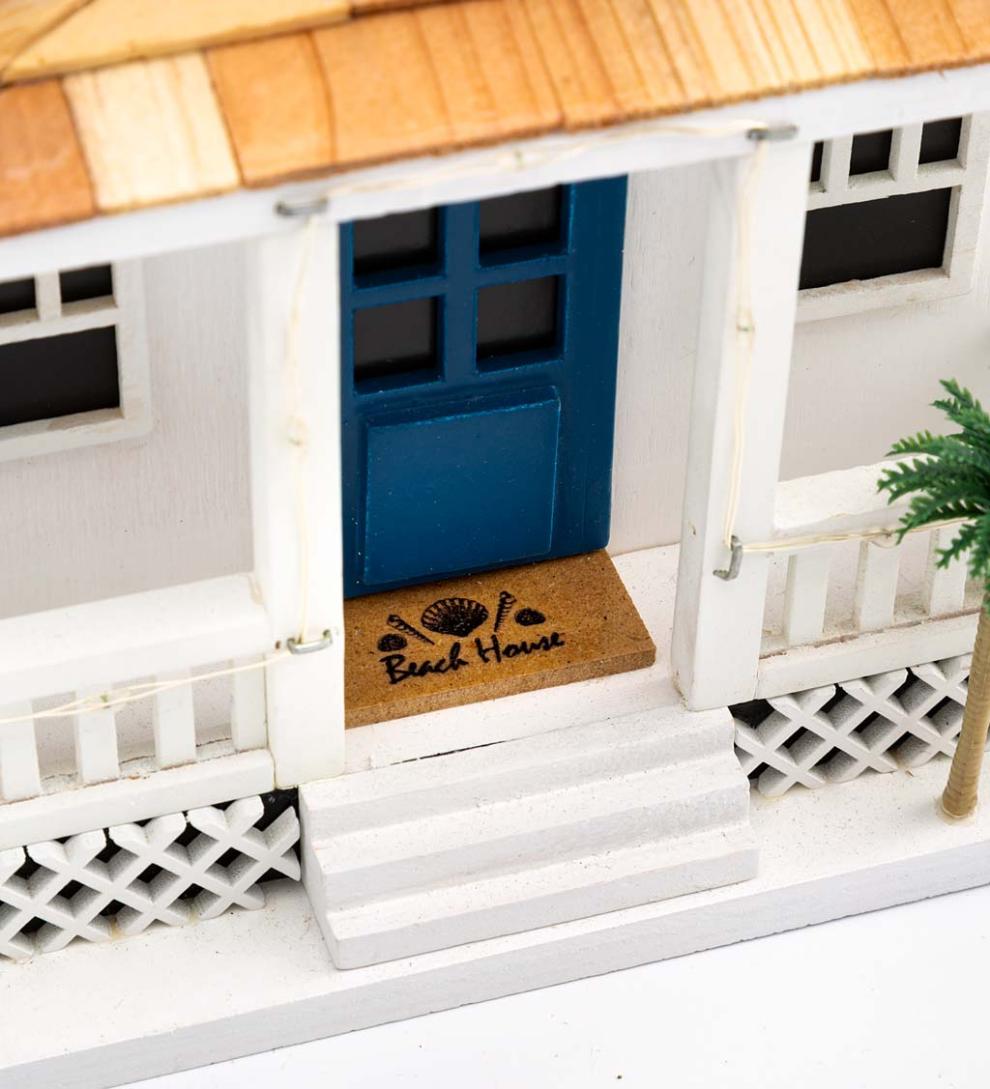 Plow & Hearth Birdhouses Yard & Garden Paradise Palms Lighted Beach Cottage Birdhouse - White