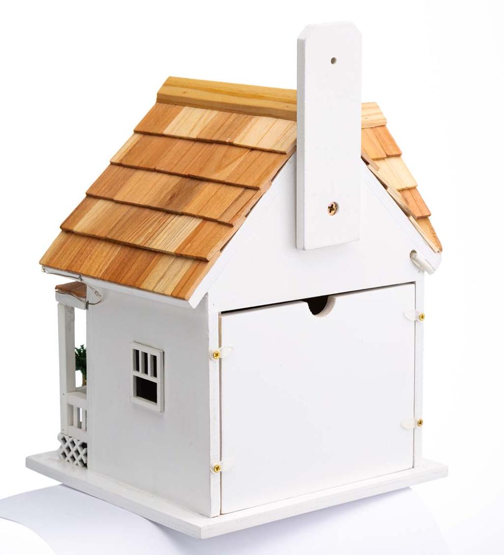 Plow & Hearth Birdhouses Yard & Garden Paradise Palms Lighted Beach Cottage Birdhouse - White