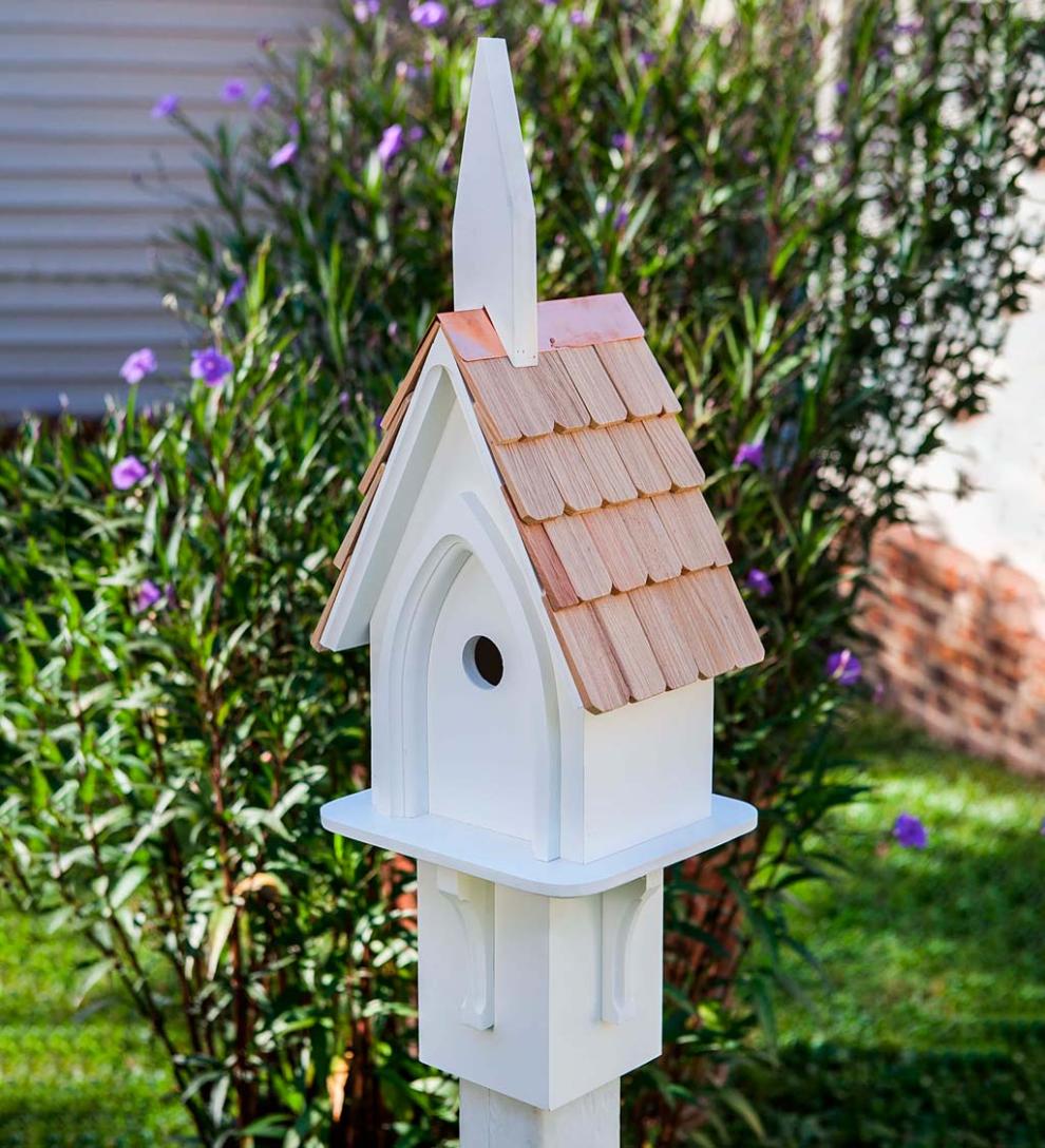 Plow & Hearth Birdhouses Yard & Garden Parish Peep Copper And Pvc Birdhouse - White