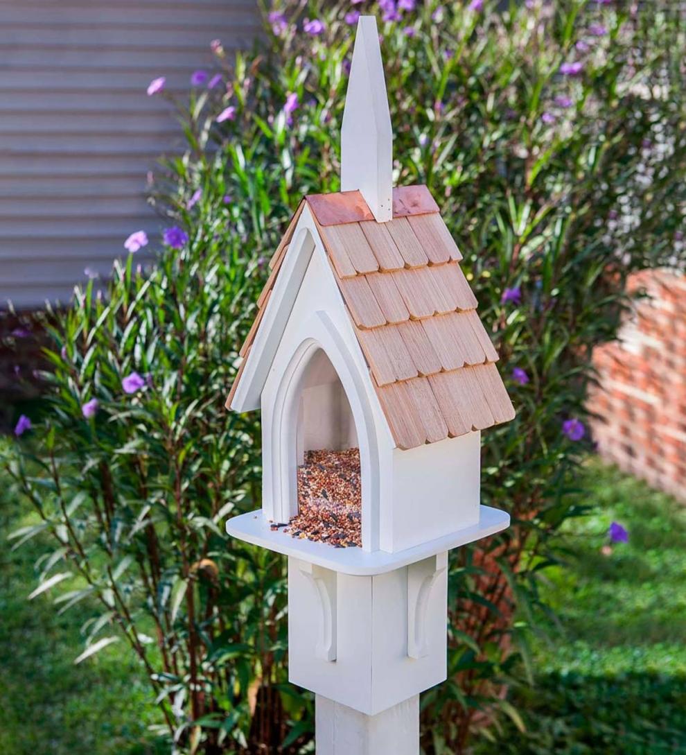 Plow & Hearth Birdhouses Yard & Garden Parish Picnic Cypress And Pvc Bird Feeder