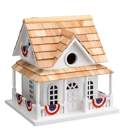Plow & Hearth Birdhouses Yard & Garden Patriotic Birdhouse With Americana Bunting And Pedestal Pole Set