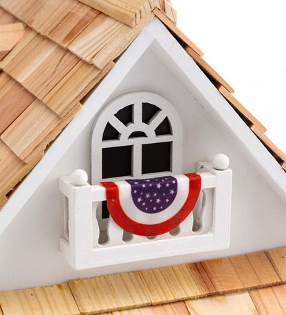 Plow & Hearth Birdhouses Yard & Garden Patriotic Birdhouse With Americana Bunting And Pedestal Pole Set