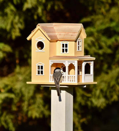 Plow & Hearth Birdhouses Yard & Garden Prairie Farmhouse Lighted Birdhouse And Optional Wood Pole