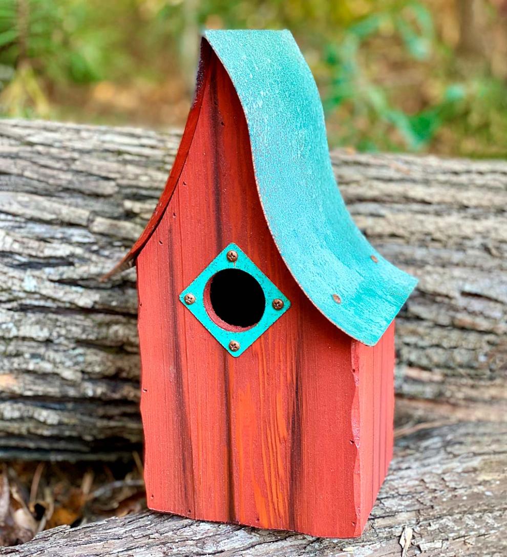 Plow & Hearth Birdhouses Yard & Garden Shady Shed Cypress Birdhouse - Green