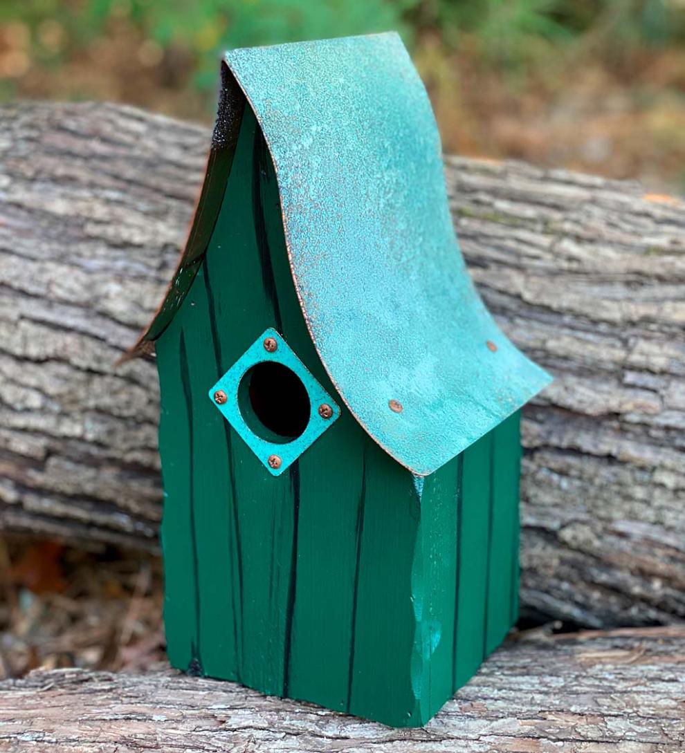 Plow & Hearth Birdhouses Yard & Garden Shady Shed Cypress Birdhouse - Green