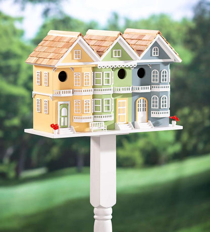 Plow & Hearth Birdhouses Yard & Garden Springfield Row Triple Birdhouse With Shingled Roof