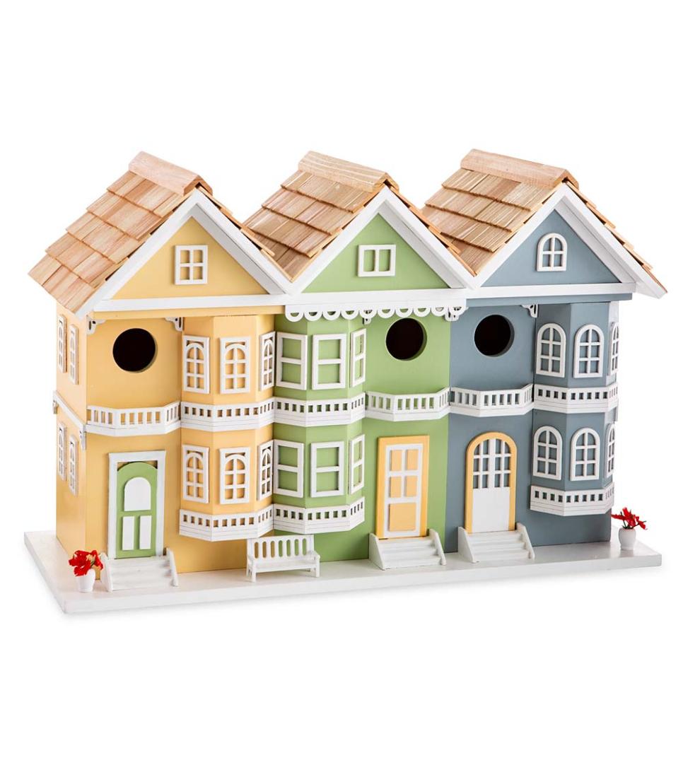 Plow & Hearth Birdhouses Yard & Garden Springfield Row Triple Birdhouse With Shingled Roof