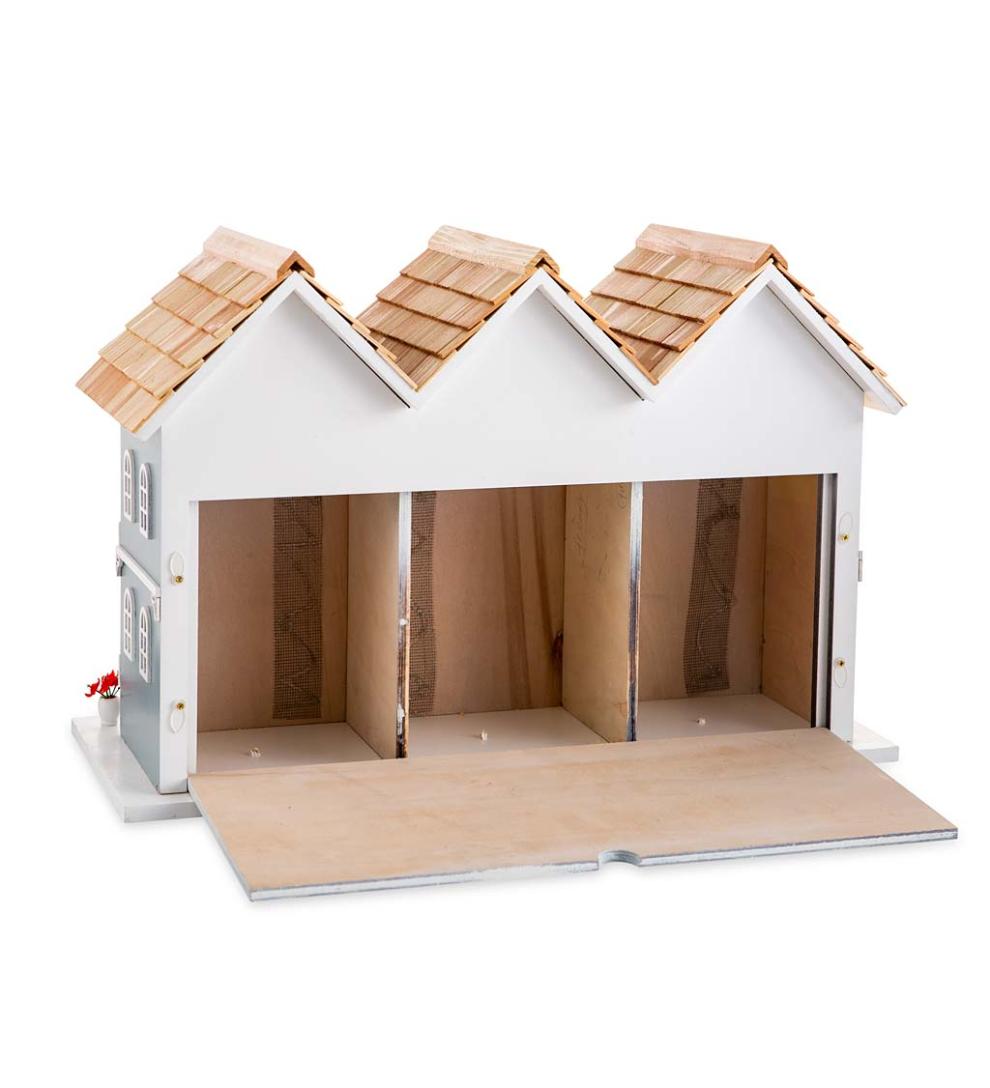 Plow & Hearth Birdhouses Yard & Garden Springfield Row Triple Birdhouse With Shingled Roof
