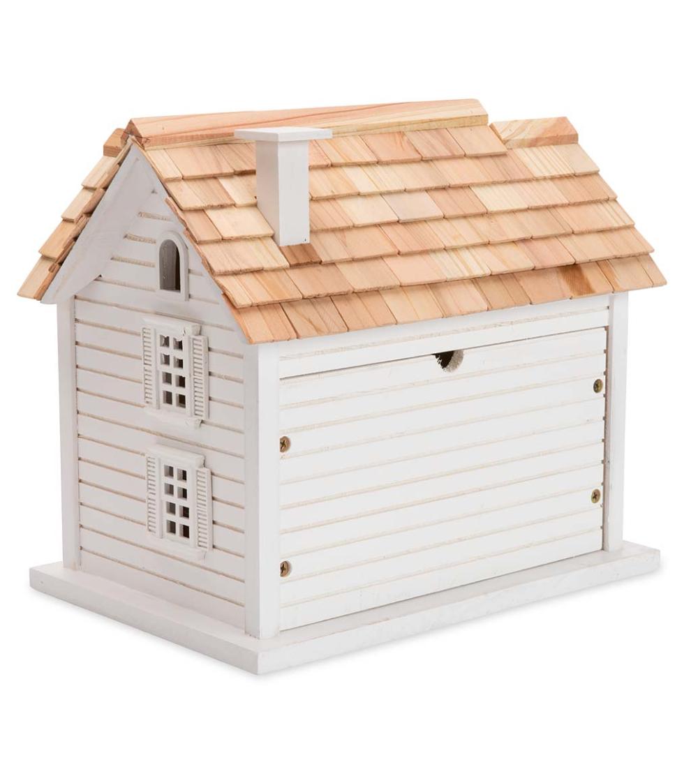 Plow & Hearth Birdhouses Yard & Garden Turned Wood Pedestal Pole For Birdhouse/Feeder With Ground Auger - White