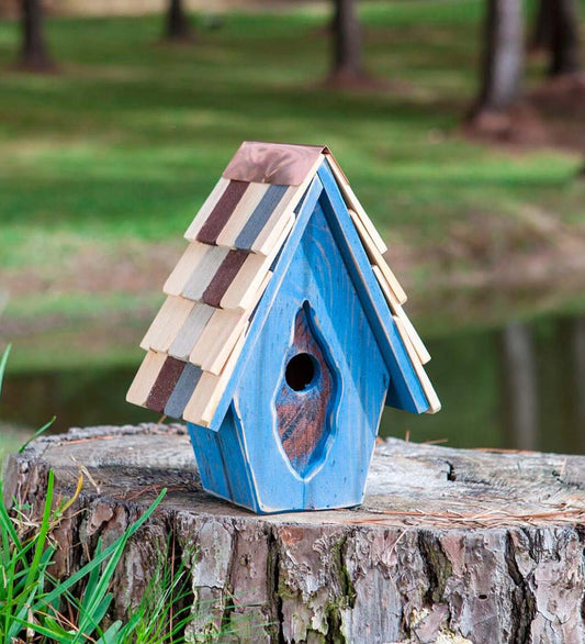 Plow & Hearth Birdhouses Yard & Garden Vintage Wren Birdhouse - Blue
