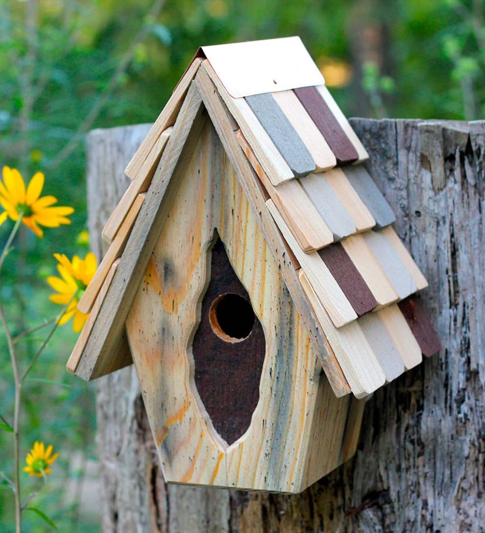 Plow & Hearth Birdhouses Yard & Garden Vintage Wren Birdhouse - Blue