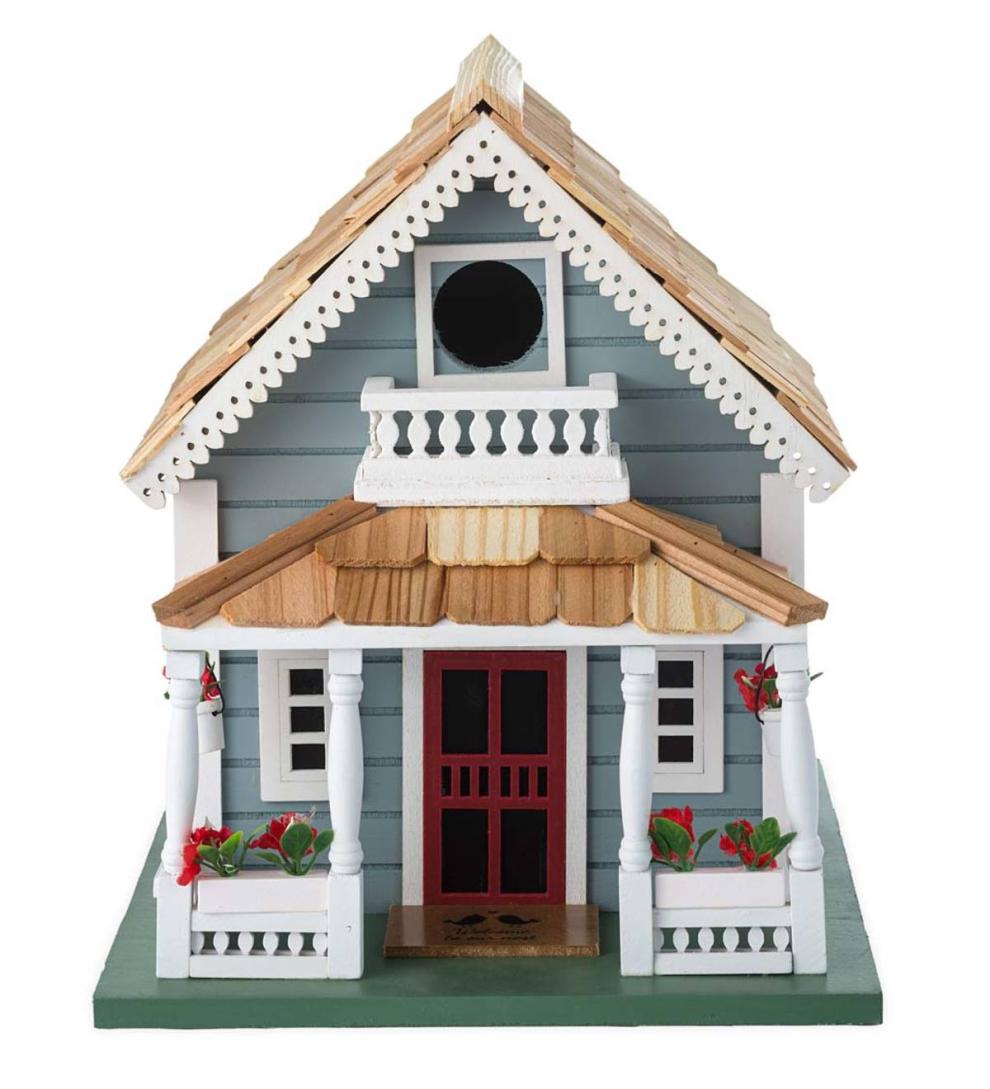 Plow & Hearth Birdhouses Yard & Garden Welcome Home Wooden Birdhouse And Pedestal Pole Set