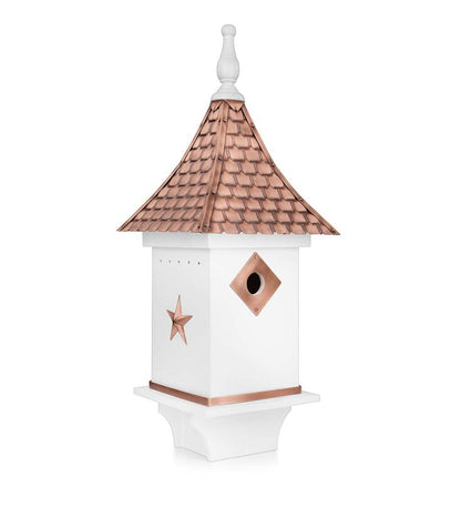 Plow & Hearth Birdhouses Yard & Garden White Villa-Style Birdhouse With Hand-Hammered Copper Roof And Accents