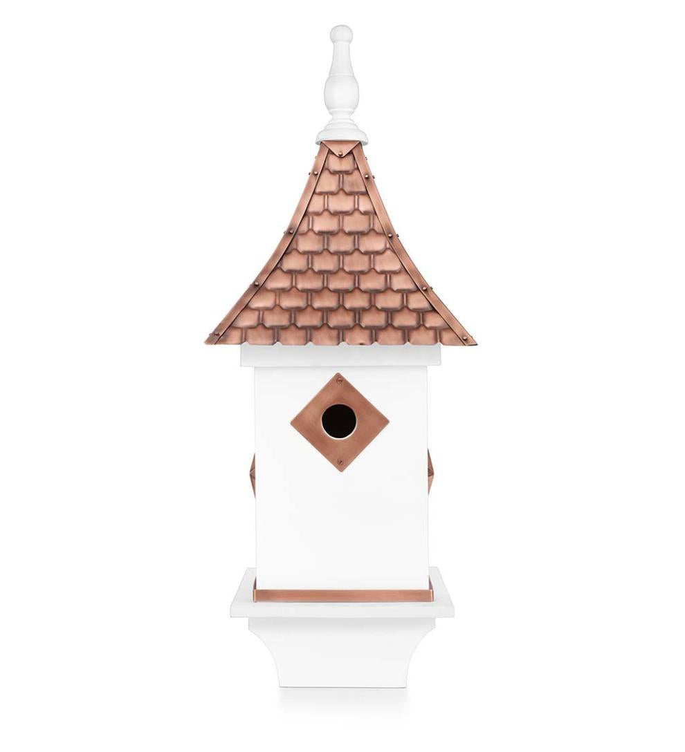 Plow & Hearth Birdhouses Yard & Garden White Villa-Style Birdhouse With Hand-Hammered Copper Roof And Accents